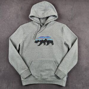 Patagonia Uprisal Hoodie Mens Medium Gray Fitz Roy Bear Graphic Hoodie 39538